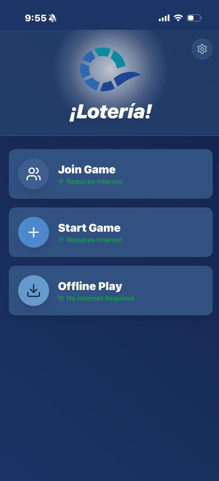 Lotería App Home Screen